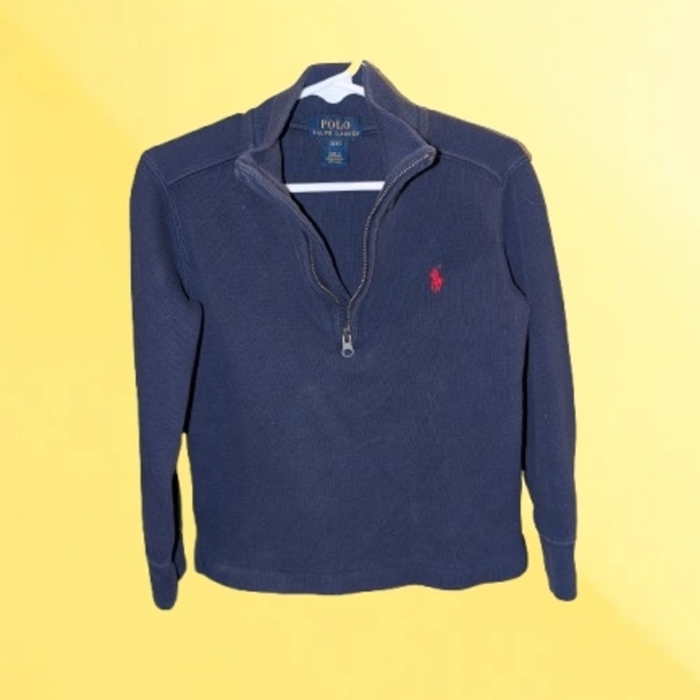 Ralph Lauren Polo Pullover Sweatshirt Navy Half-Zip 3T Classic Preppy EUC - Picture 2 of 6